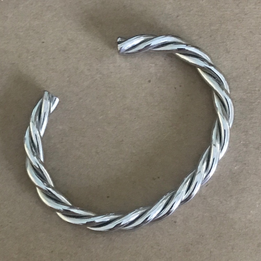 Heavy Stainless Steel ‘Chisel’ Brand Twisted Bangle Cuff Bracelet